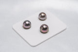 Brown Cherry Trio Set - Near-Round/Semi-Baroque 10mm AAA/AA quality Tahitian Pearl - Loose Pearl jewelry wholesale
