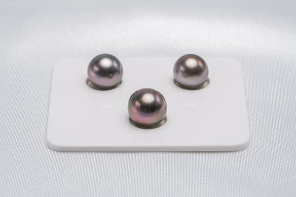 Brown Cherry Trio Set - Near-Round/Semi-Baroque 10mm AAA/AA quality Tahitian Pearl - Loose Pearl jewelry wholesale