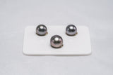 Shinny Grey Cherry Trio Set - Round/Semi-Baroque 9-10mm TOP/AAA quality Tahitian Pearl - Loose Pearl jewelry wholesale