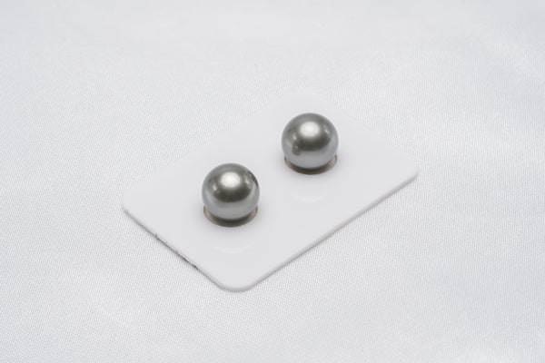 Light Green Matched Pair - Round 11mm AAA quality Tahitian Pearl - Loose Pearl jewelry wholesale