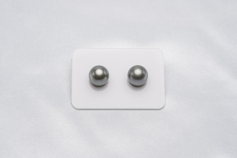 Light Green Matched Pair - Round 11mm AAA quality Tahitian Pearl - Loose Pearl jewelry wholesale