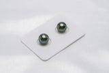 Peacock Green Matched Pair - Round 9mm AA quality Tahitian Pearl - Loose Pearl jewelry wholesale