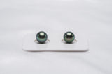 Peacock Green Matched Pair - Round 9mm AA quality Tahitian Pearl - Loose Pearl jewelry wholesale