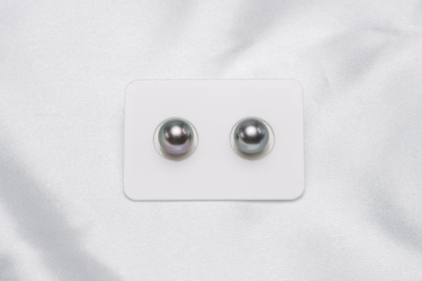 Light Green Matched Pair - Semi-Round 9-10mm TOP/AAA quality Tahitian Pearl - Loose Pearl jewelry wholesale
