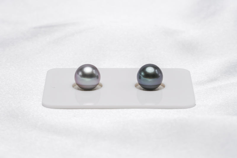 Green & Purple Mismatched Pair - Semi-Round 8mm TOP/AAA quality Tahitian Pearl - Loose Pearl jewelry wholesale