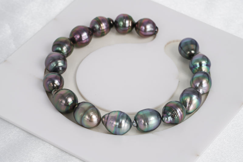16pcs "Delphinium" Blue Green Bracelet - Semi-Baroque 9mm AAA/AA quality Tahitian Pearl - Loose Pearl jewelry wholesale