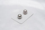 Grey Matched Pair - Semi-Round 10mm AA quality Tahitian Pearl - Loose Pearl jewelry wholesale