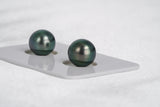 Blue Green Matched Pair - Round 9mm AAA quality Tahitian Pearl - Loose Pearl jewelry wholesale