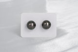 Dark Grey Matched Pair - Round 12mm AAA/AA quality Tahitian Pearl - Loose Pearl jewelry wholesale