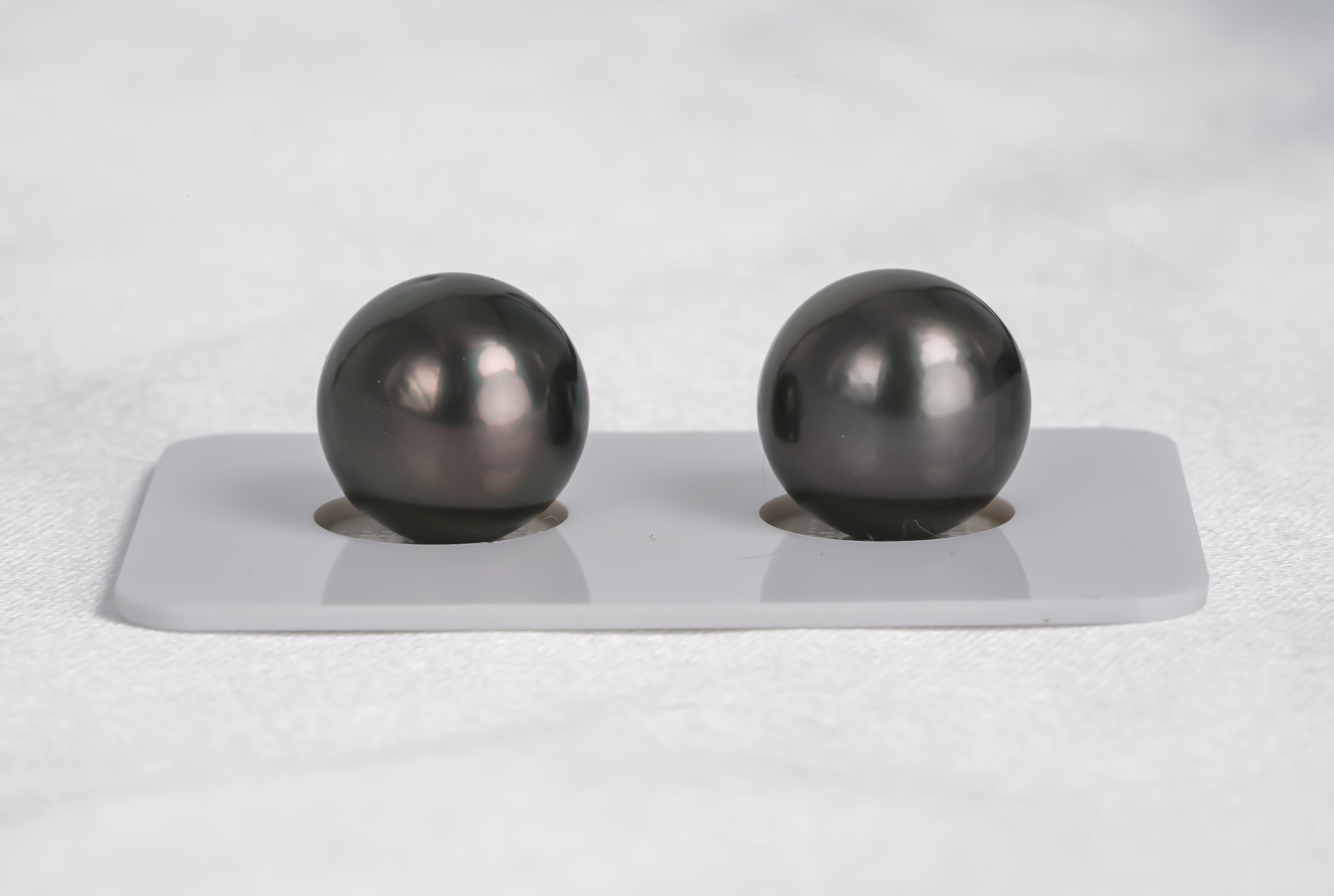 Dark Grey Matched Pair - Round 12mm AAA/AA quality Tahitian Pearl - Loose Pearl jewelry wholesale