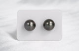 Dark Matched Pair - Round 12mm AA quality Tahitian Pearl - Loose Pearl jewelry wholesale