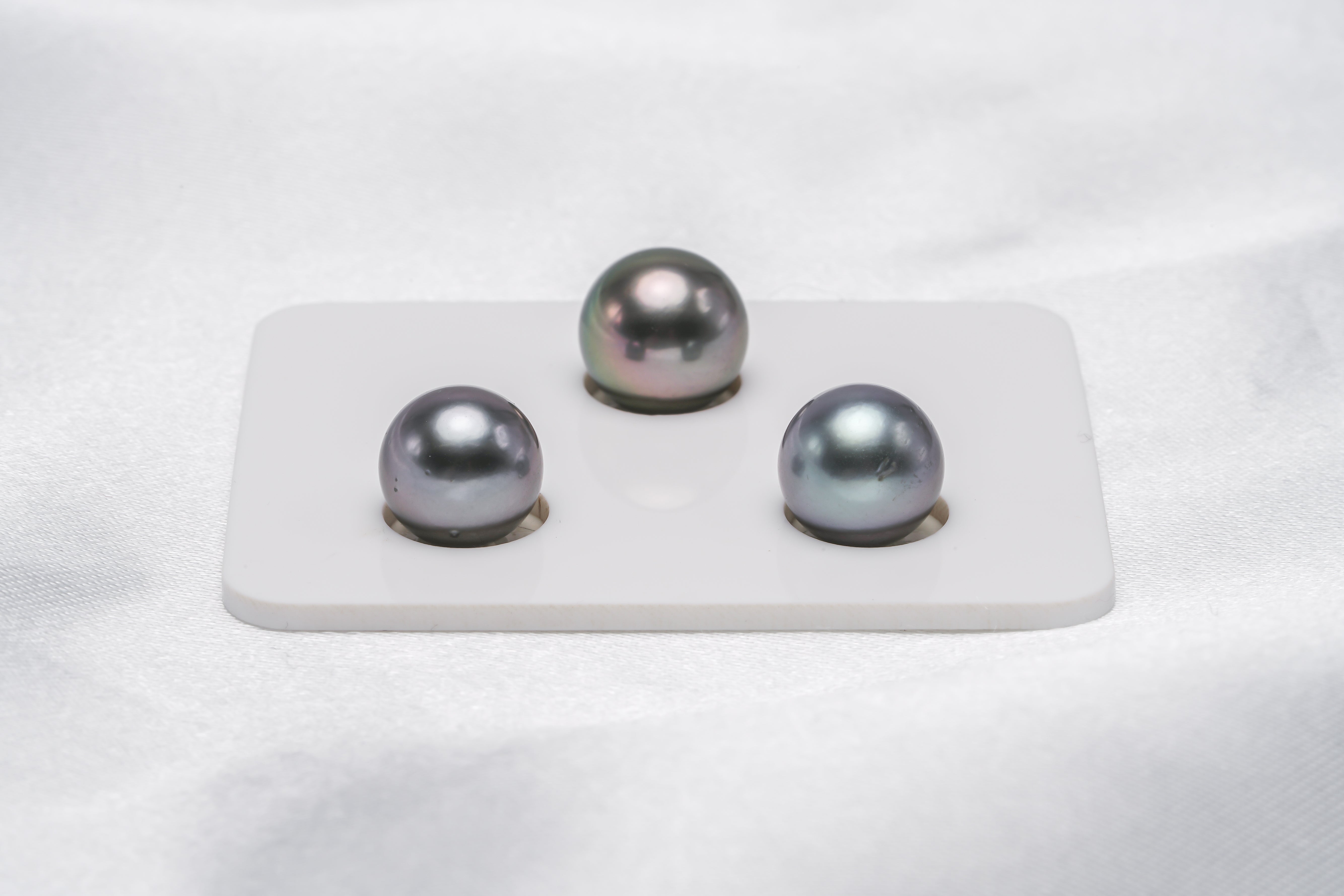 Purple & Green Trio Set - Round/Semi-Round 10-11mm AAA/AA quality Tahitian Pearl - Loose Pearl jewelry wholesale