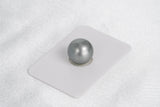 Grey Single Pearl - Round 13.7mm AAA quality Tahitian Pearl - Loose Pearl jewelry wholesale