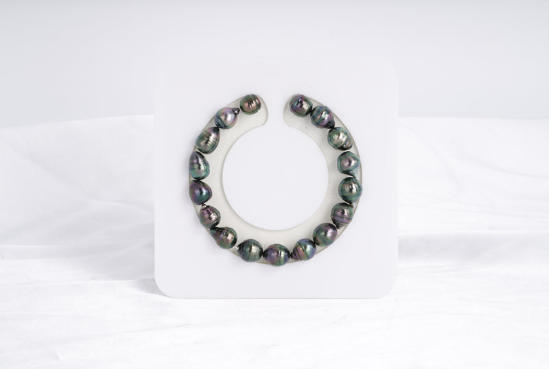 17pcs "Earth" Dark Peacock Bracelet - Circle 8-10mm AA quality Tahitian Pearl - Loose Pearl jewelry wholesale
