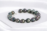 17pcs "Earth" Dark Peacock Bracelet - Circle 8-10mm AA quality Tahitian Pearl - Loose Pearl jewelry wholesale