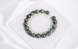 17pcs "Earth" Dark Peacock Bracelet - Circle 8-10mm AA quality Tahitian Pearl - Loose Pearl jewelry wholesale