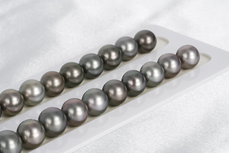 37pcs "Locked" Dark Grey Necklace - Round 11-13mm AA quality Tahitian Pearl - Loose Pearl jewelry wholesale