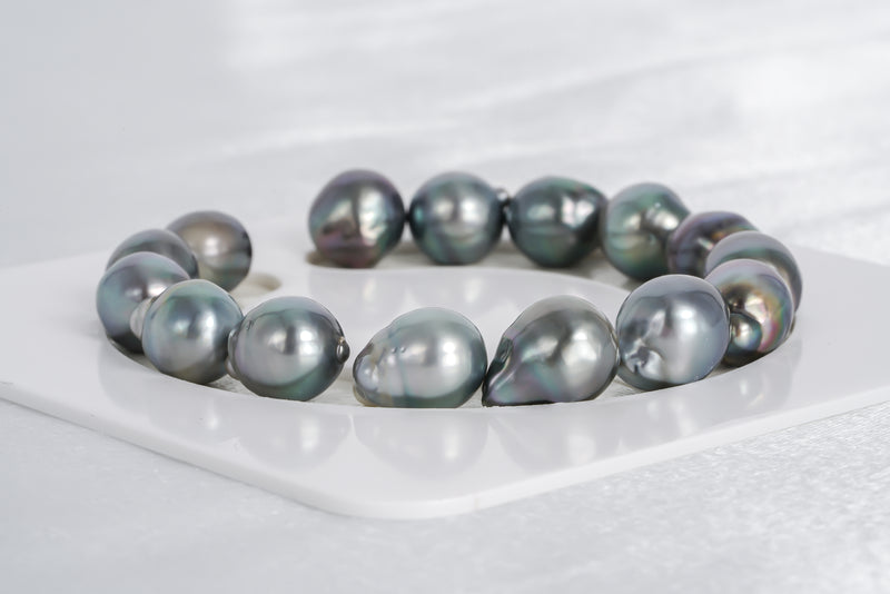 15pcs "Blue-rry" Light Blue Bracelet - Baroque 10mm AAA quality Tahitian Pearl - Loose Pearl jewelry wholesale