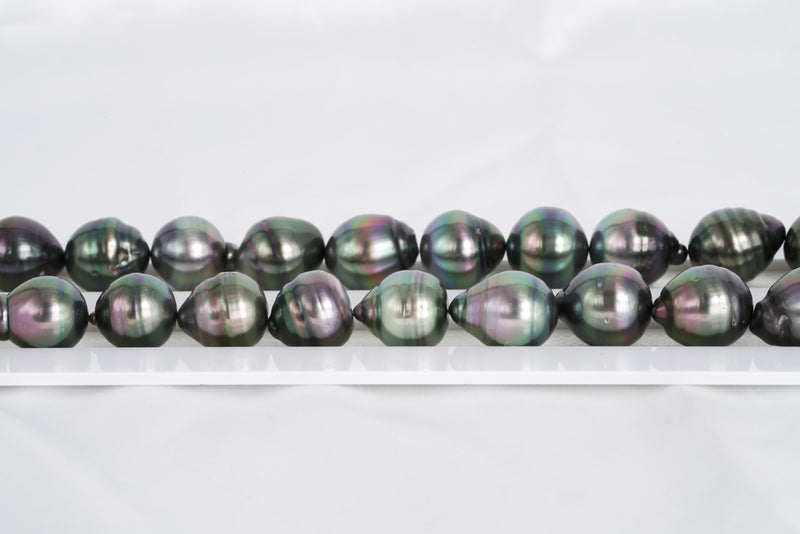 33pcs Peacock Green Necklace - Circle 11-12mm AAA/AA quality Tahitian Pearl - Loose Pearl jewelry wholesale