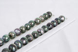 33pcs Peacock Green Necklace - Circle 11-12mm AAA/AA quality Tahitian Pearl - Loose Pearl jewelry wholesale