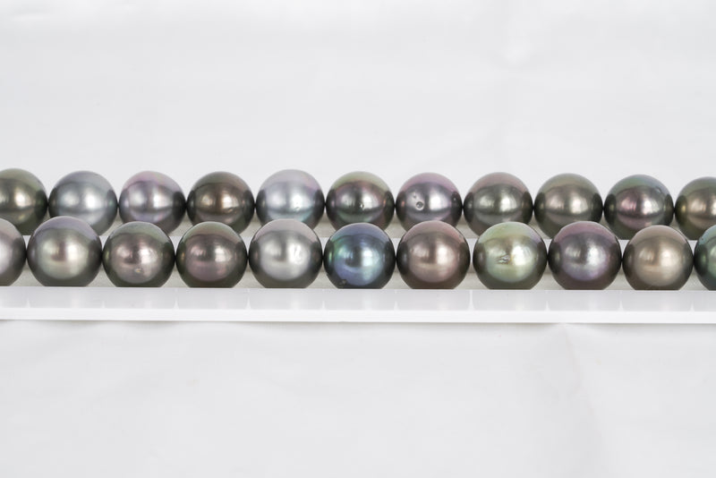 39pcs Green Mix Necklace - Semi-Round/Near-Round 11-12mm AA quality Tahitian Pearl - Loose Pearl jewelry wholesale