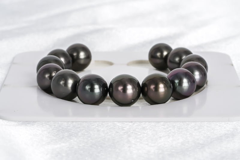 13pcs "Mocha" Dark Brown Bracelet - Round 12mm AAA/AA quality Tahitian Pearl - Loose Pearl jewelry wholesale