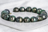 17pcs "Totoro" Blue Green Bracelet - Circle 10mm AAA quality Tahitian Pearl - Loose Pearl jewelry wholesale