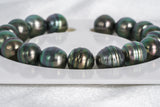 17pcs "Totoro" Blue Green Bracelet - Circle 10mm AAA quality Tahitian Pearl - Loose Pearl jewelry wholesale