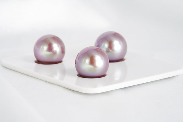 Shinny Purple Trio Set - Semi-Round 11-12mm AAA quality Edison Pearl - Loose Pearl jewelry wholesale