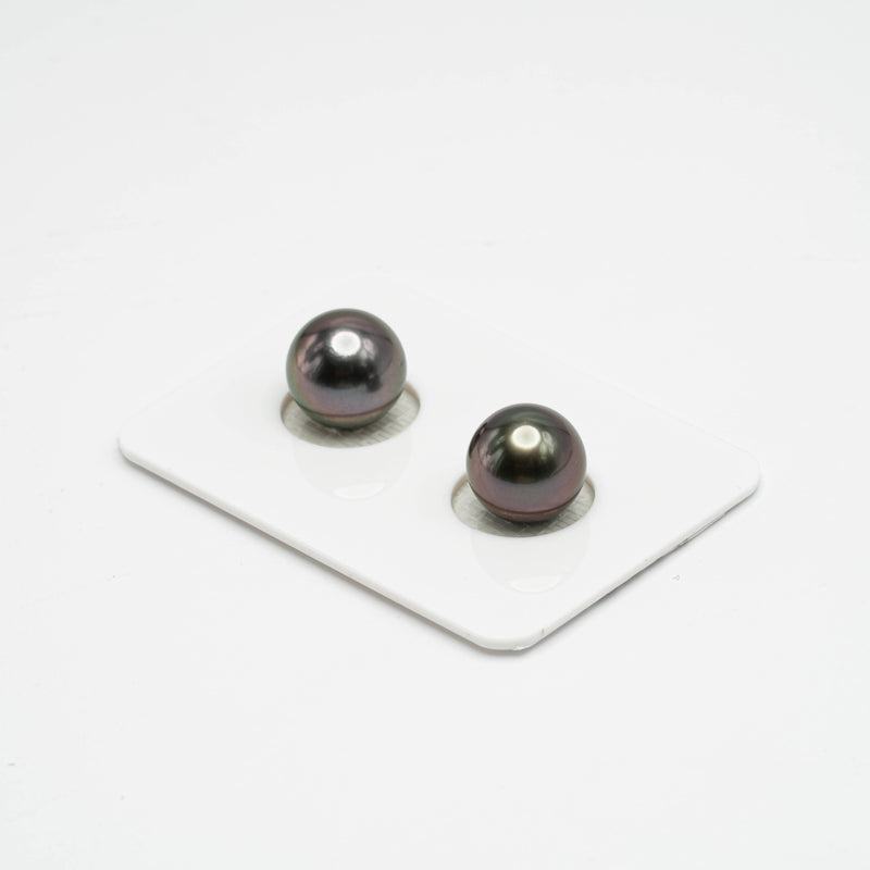 2pcs Green Cherry 10.2-10.5mm - RSR AAA/TOP Quality Tahitian Pearl Pair ER1195 A86