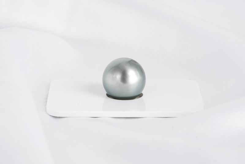 Blue Grey Single Pearl - Semi-Round 14.2mm TOP/AAA quality Tahitian Pearl - Loose Pearl jewelry wholesale