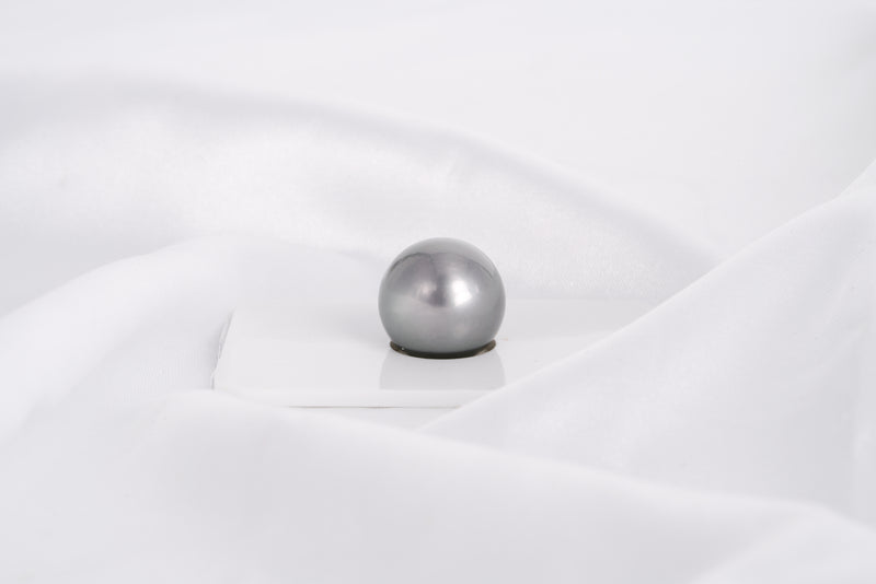 Grey Single Pearl - Semi-Round 14.4mm AAA quality Tahitian Pearl - Loose Pearl jewelry wholesale