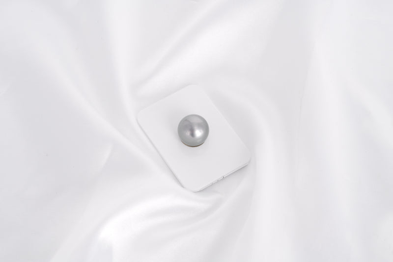 Grey Single Pearl - Semi-Round 14.4mm AAA quality Tahitian Pearl - Loose Pearl jewelry wholesale