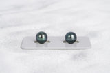 Blue Matched Pair - Semi-Round 8.8mm AAA/AA quality Tahitian Pearl - Loose Pearl jewelry wholesale