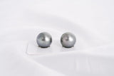 Silver Grey Matched Pair - Semi-Round 14mm TOP/AAA quality Tahitian Pearl - Loose Pearl jewelry wholesale