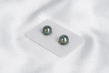 Blue Green Matched Pair - Semi-Round 9mm AAA quality Tahitian Pearl - Loose Pearl jewelry wholesale