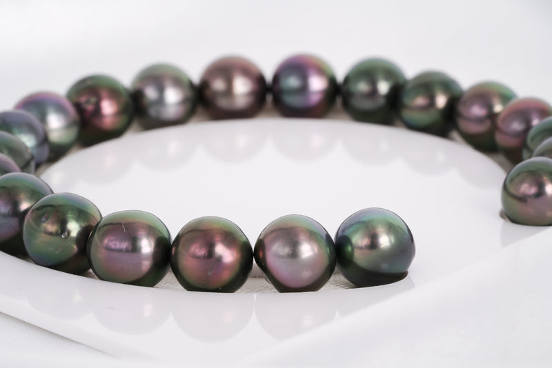 21pcs "Moose" Deep Green Bracelet - Oval/NR 9mm AA quality Tahitian Pearl - Loose Pearl jewelry wholesale