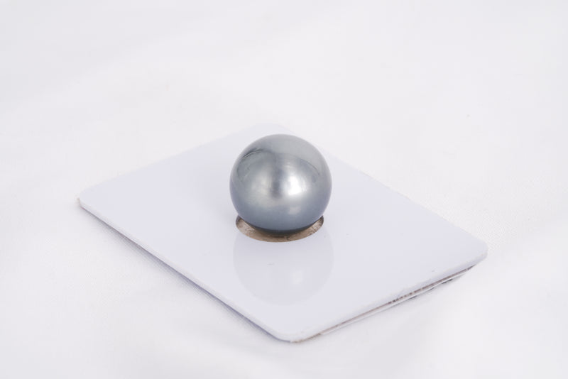 Blue Grey Single Pearl - Semi-Round 14mm TOP/AAA quality Tahitian Pearl - Loose Pearl jewelry wholesale