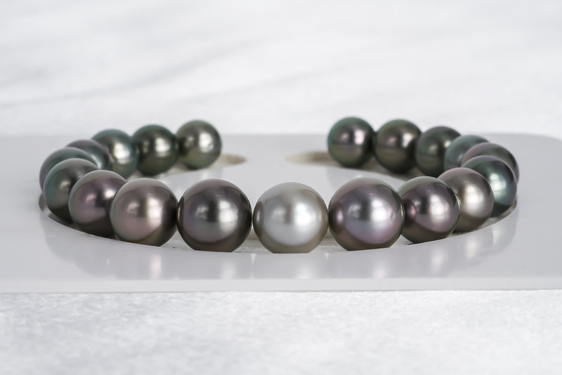 19pcs "Finker" Cherry & Green Bracelet - Round 8-10mm TOP/AAA quality Tahitian Pearl - Loose Pearl jewelry wholesale