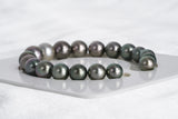 19pcs "Finker" Cherry & Green Bracelet - Round 8-10mm TOP/AAA quality Tahitian Pearl - Loose Pearl jewelry wholesale