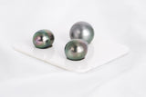 Green Trio Set - OV/SB 11-14mm AAA quality Tahitian Pearl - Loose Pearl jewelry wholesale