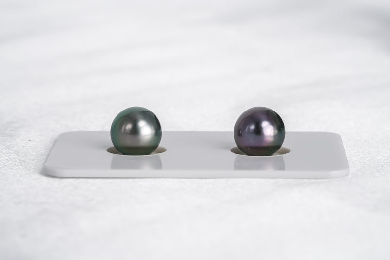 Purple & Blue Green Shinny Pair - Round 8mm AAA quality Tahitian Pearl - Loose Pearl jewelry wholesale