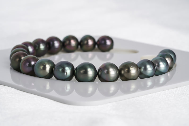 19pcs "Explore" Green Cherry & Blue Green Bracelet - Near-Round 8mm AA/A quality Tahitian Pearl - Loose Pearl jewelry wholesale