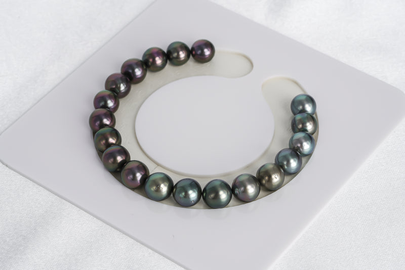 19pcs "Explore" Green Cherry & Blue Green Bracelet - Near-Round 8mm AA/A quality Tahitian Pearl - Loose Pearl jewelry wholesale