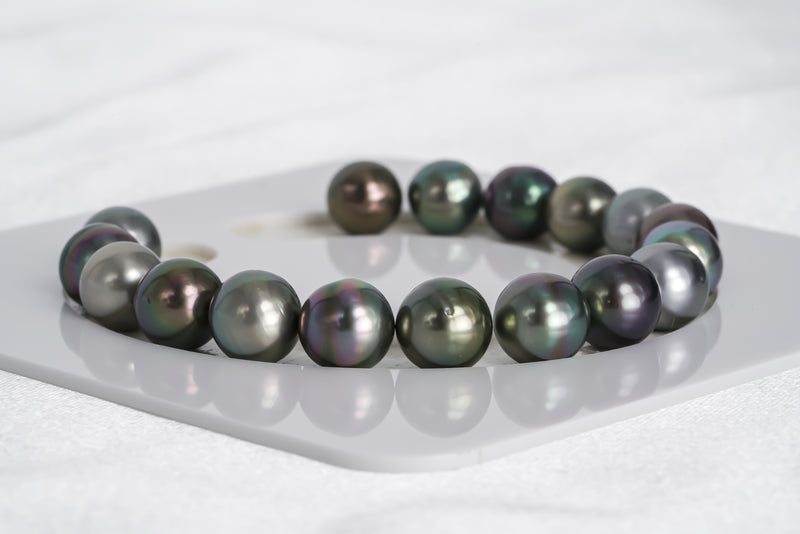 17pcs "O.N" Multi Bracelet - Near-Round 9mm AAA/AA quality Tahitian Pearl - Loose Pearl jewelry wholesale
