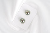 Green Matched Pair - Round 9mm TOP quality Tahitian Pearl - Loose Pearl jewelry wholesale