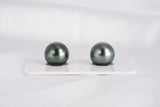 Green Matched Pair - Round 11mm TOP/AAA quality Tahitian Pearl - Loose Pearl jewelry wholesale