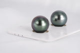 Green Matched Pair - Round 11mm TOP/AAA quality Tahitian Pearl - Loose Pearl jewelry wholesale