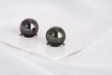 Dark Matched Pair - Round 11mm AAA quality Tahitian Pearl - Loose Pearl jewelry wholesale