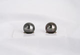 Dark Green Matched Pair - Round 11.1mm AAA quality Tahitian Pearl - Loose Pearl jewelry wholesale